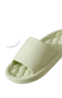 Light green slide sandal.
