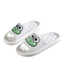 White frog-themed slippers.