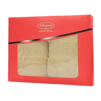Beige softabsorb cotton face towels in a red gift box for your Cotton Towel Bathroom