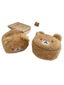 Fuzzy bear-shaped bags.