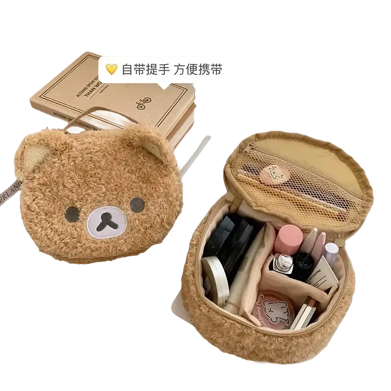 Fuzzy Bear Plushes Makeup Case Rilakkuma Love