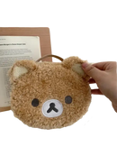 Fuzzy brown bear purse.