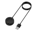 Black smartwatch charger with USB connector.