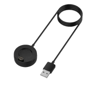 Black smartwatch charger with USB connector.