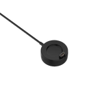 Black circular charging dock with cable.