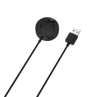 Black smartwatch charger with USB connector.