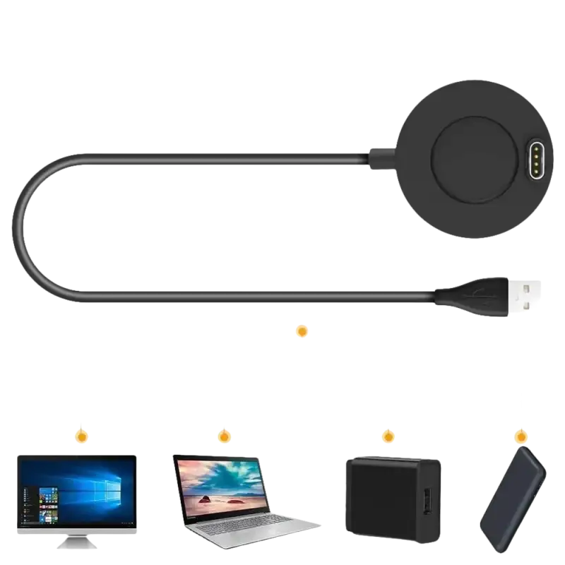 USB charging cable with a circular charging pad.