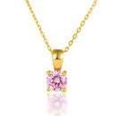 December Birthstone Silver Necklace for Seniors - 6 Month Pink Zirconium