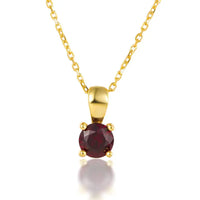 December Birthstone Silver Necklace for Seniors - 7month Stone Red