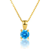 December Birthstone Silver Necklace for Seniors - December Sea Blue