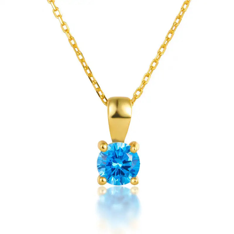 December Birthstone Silver Necklace for Seniors - December Sea Blue