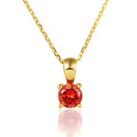 December Birthstone Silver Necklace for Seniors - January Orange Red