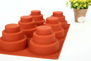 Silicone 3-Layer Cake Mold with 6 Holes - Red