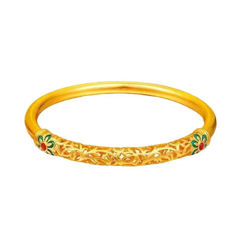 Golden Apsaras Bangle Auspicious Clouds Gold Plating