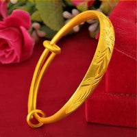 Plum Blossom Brass Gold-Plated Wide Bracelet - Plum blossom glossy bracelet
