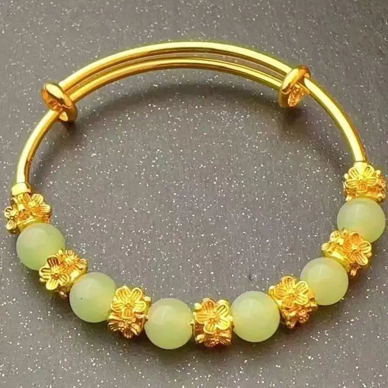 Golden Embrace Plated Jade Bracelet