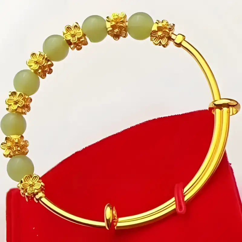 Golden Embrace Plated Jade Bracelet