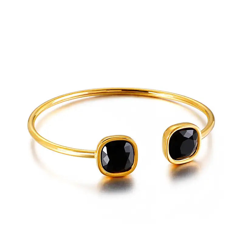 Golden Gemstone Square Hollow Bracelet Love