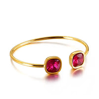 Stainless Square Hollow Bracelet - Rose Red