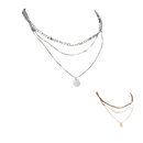 Layered silver necklace with pendant.