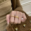 Retro Hemp Lace Brushed Ring - Gold