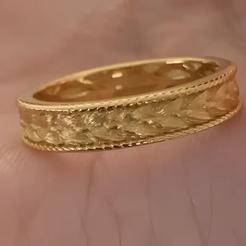 Retro Hemp Lace Brushed Ring - Gold