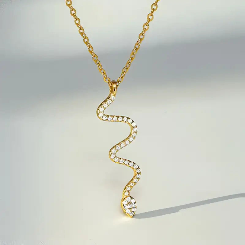 Golden Snake Charm Sterling Silver Necklace