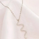 Serpent’s Embrace: Diamond S925 Silver Necklace - White Gold Color / 925 Silver