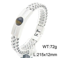 Tigereye Titan Men’s Curved Bracelet - Steel Color