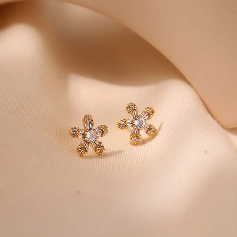 Golden Zircon Bloom Studs So Sweet