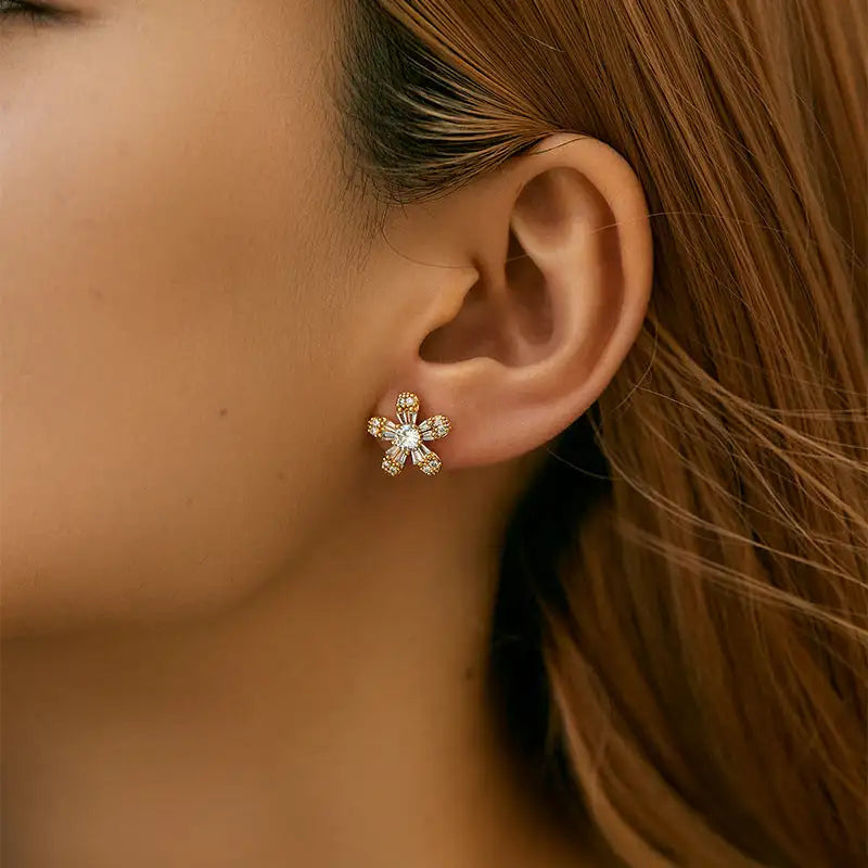 Golden Zircon Bloom Studs So Sweet