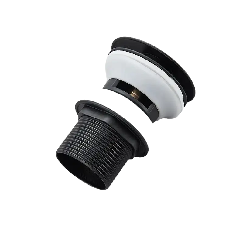 Black and white sink drain.