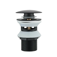 Black and white sink drain with measurements.