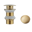 Brushed gold sink drain.