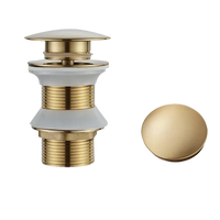 Brushed gold sink drain.