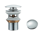 Chrome bathroom sink drain.