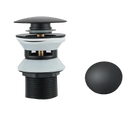 Matte black sink drain assembly.