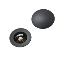 Matte black sink drain and stopper.