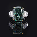 Diamond Ice Crush Silver Ring - Dark Green 5 US Size