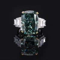 Diamond Ice Crush Silver Ring - Dark Green 5 US Size