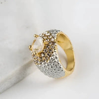 Golden Square Gemstone Ring