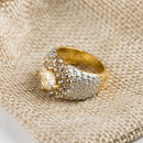 Golden Square Gemstone Ring