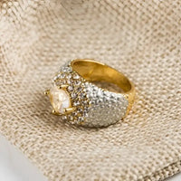 Golden Square Gemstone Ring