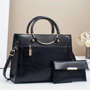 Chic Duo: Women’s Large Capacity Handbag Set - Black / 28x11x22cm