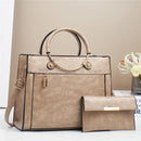 Chic Duo: Women’s Large Capacity Handbag Set - Khaki / 28x11x22cm