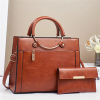 Chic Duo: Women’s Large Capacity Handbag Set - Yellow / 28x11x22cm