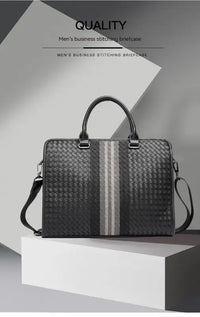 Woven Crossbody Briefcase for Men - Black