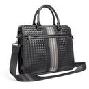 Woven Crossbody Briefcase for Men - Black