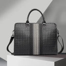 Woven Crossbody Briefcase for Men - Black