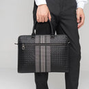 Woven Crossbody Briefcase for Men - Black